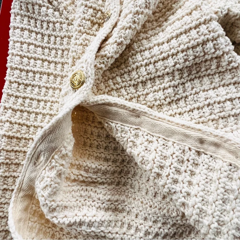 Zara Cream Cardigan Sweater - Cotton Blend Knit. Size L. - Picture 7 of 14